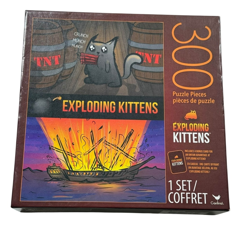 Cardinal Exploding Kittens Large Format 300 Pieces Puzzle Complete